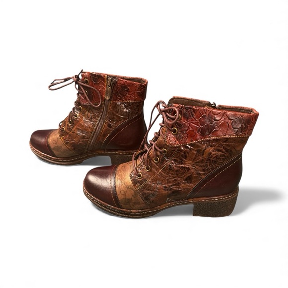 L'Artiste by Spring Step Leather Lace-Up Boots - Fallinluv Brwn EU 41 US 9.5-10 - Picture 4 of 11